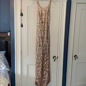 Bridesmaid dress, rose gold sequins